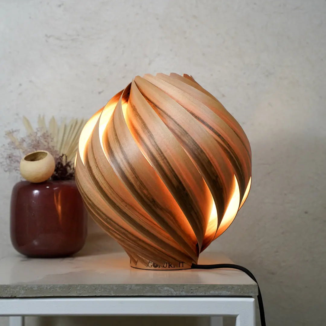 Holz Tischleuchte 'Gemma` Gofurnit