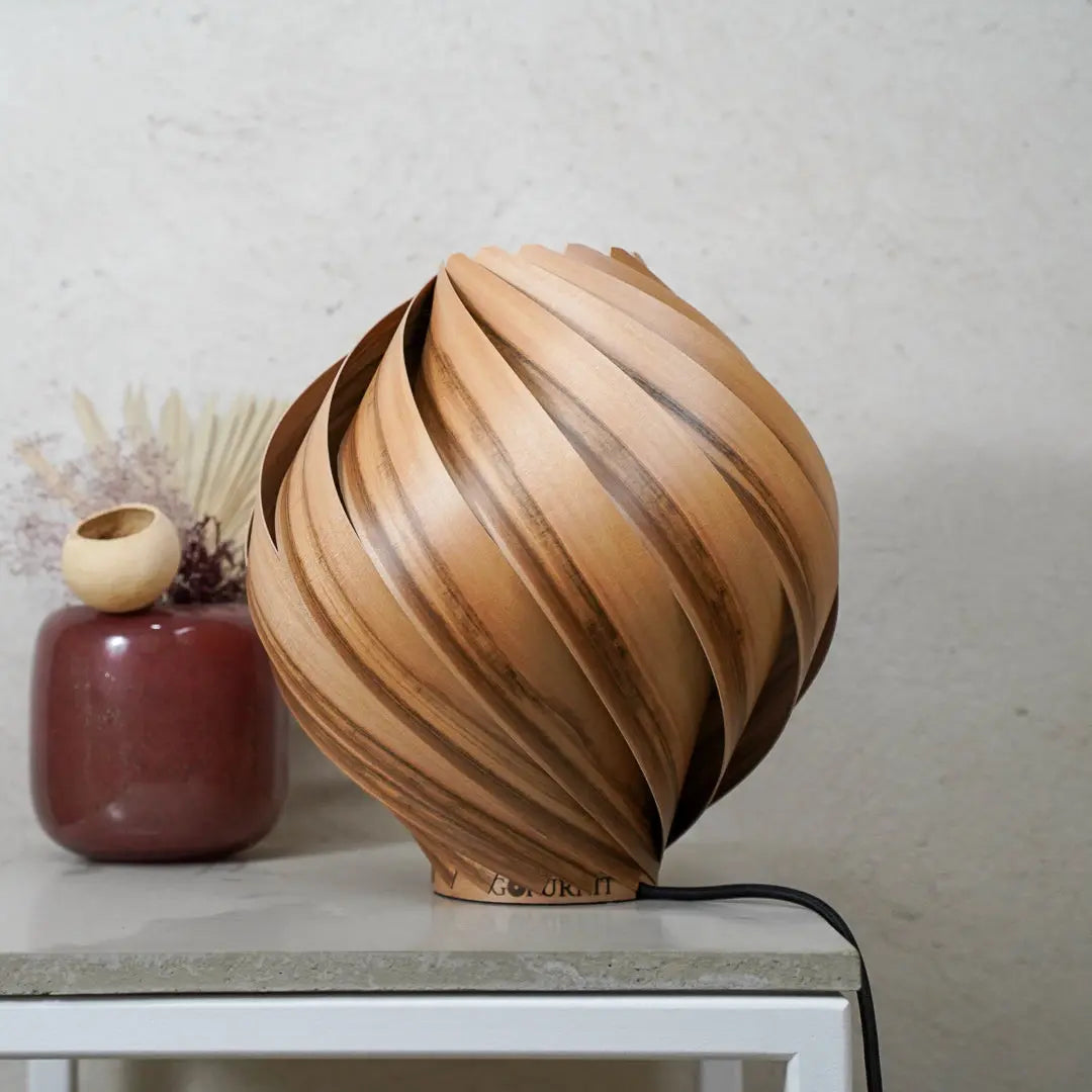 Holz Tischleuchte 'Gemma` Gofurnit