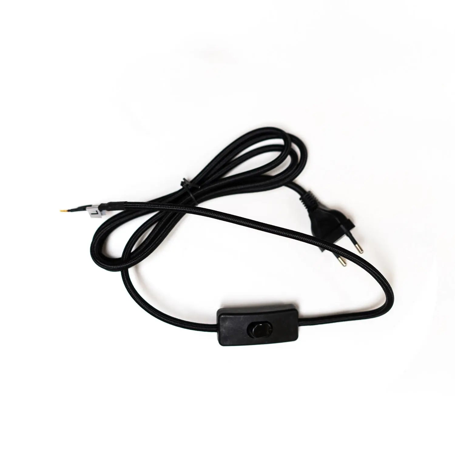 Textilkabel weiß und schwarz mit Stecker und Kippschalter (verschiedene Längen) Gofurnit