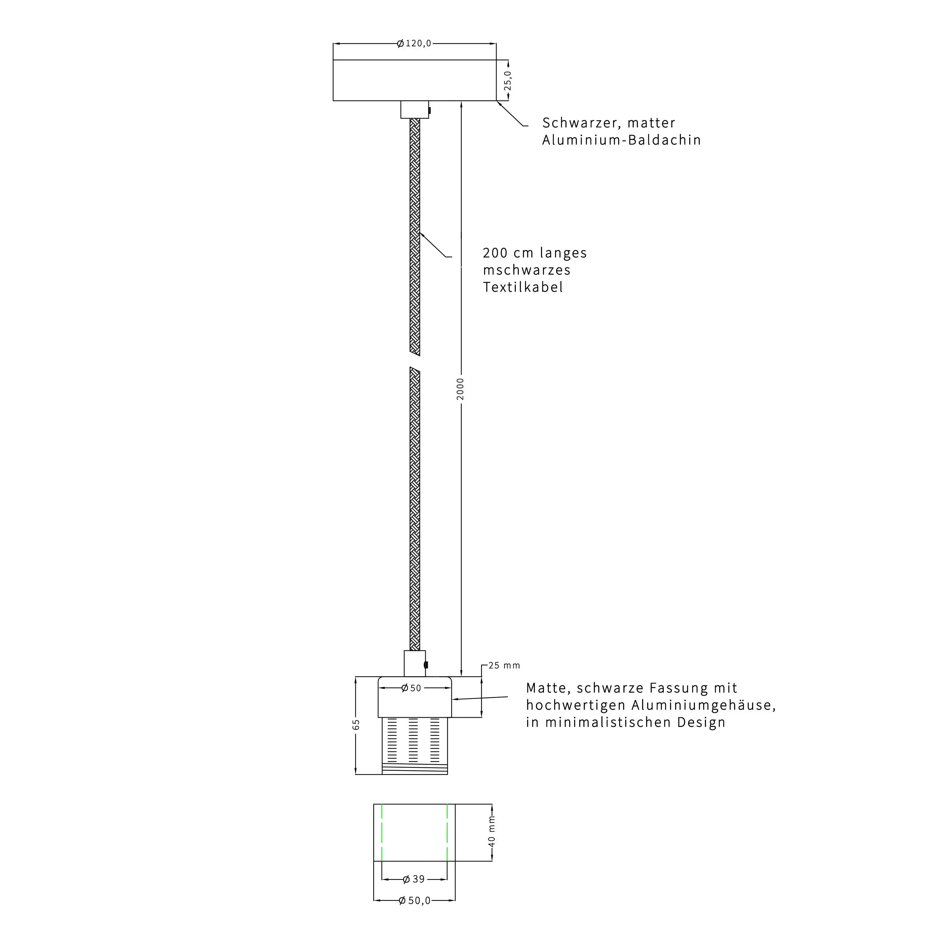 Elegante E27 Pendelleuchte in matt-schwarzen Look Gofurnit