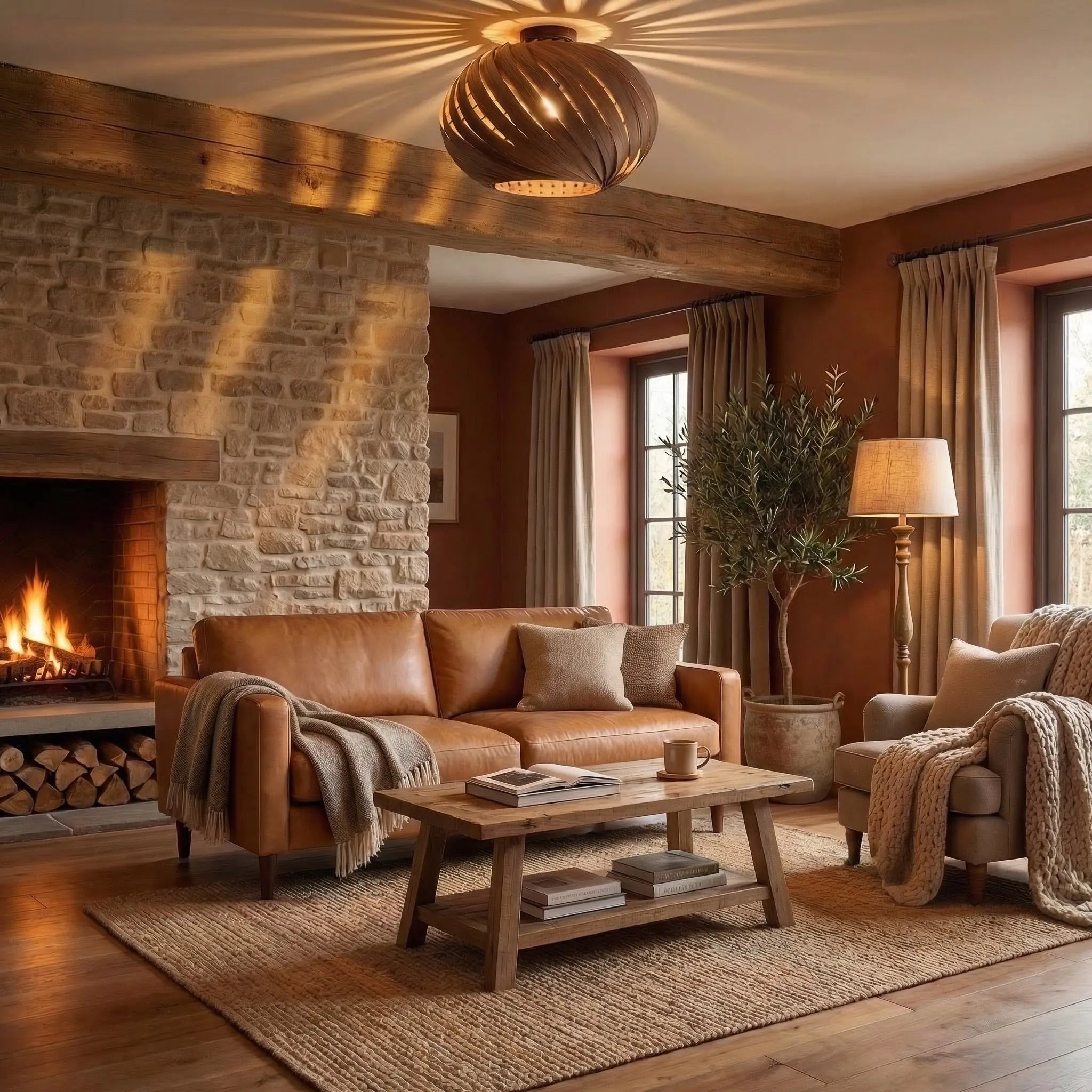 Lampenschirm 'Alma' aus Nussbaum Gofurnit