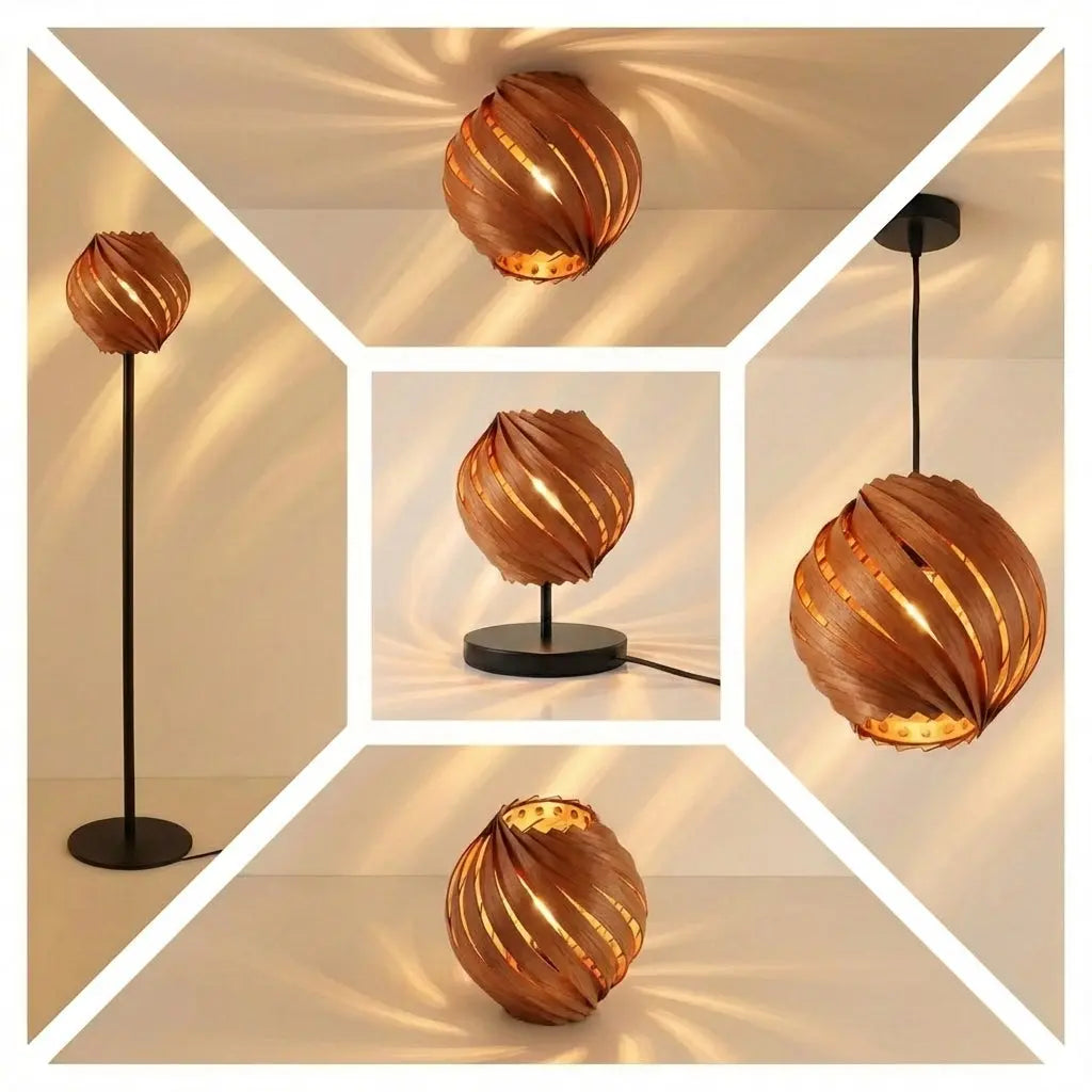 Lampenschirm 'Gemma' aus Kirschbaum – Handgefertigt in Köln Gofurnit