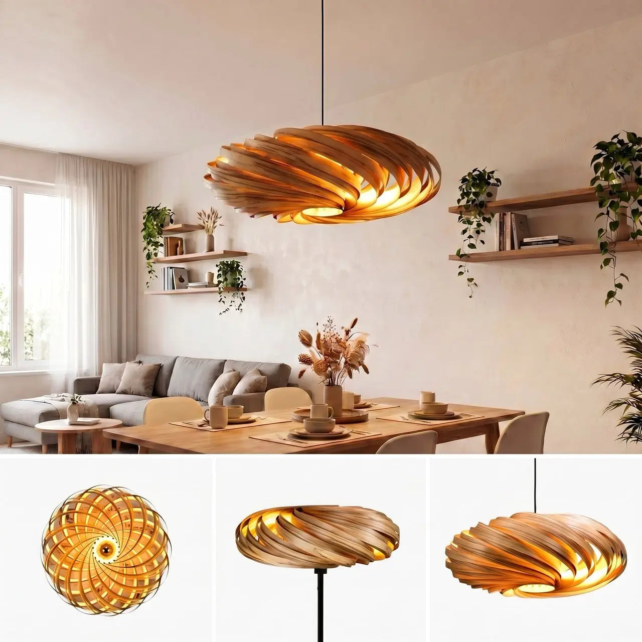 Lampenschirm 'Veneria' aus Amberbaum Gofurnit