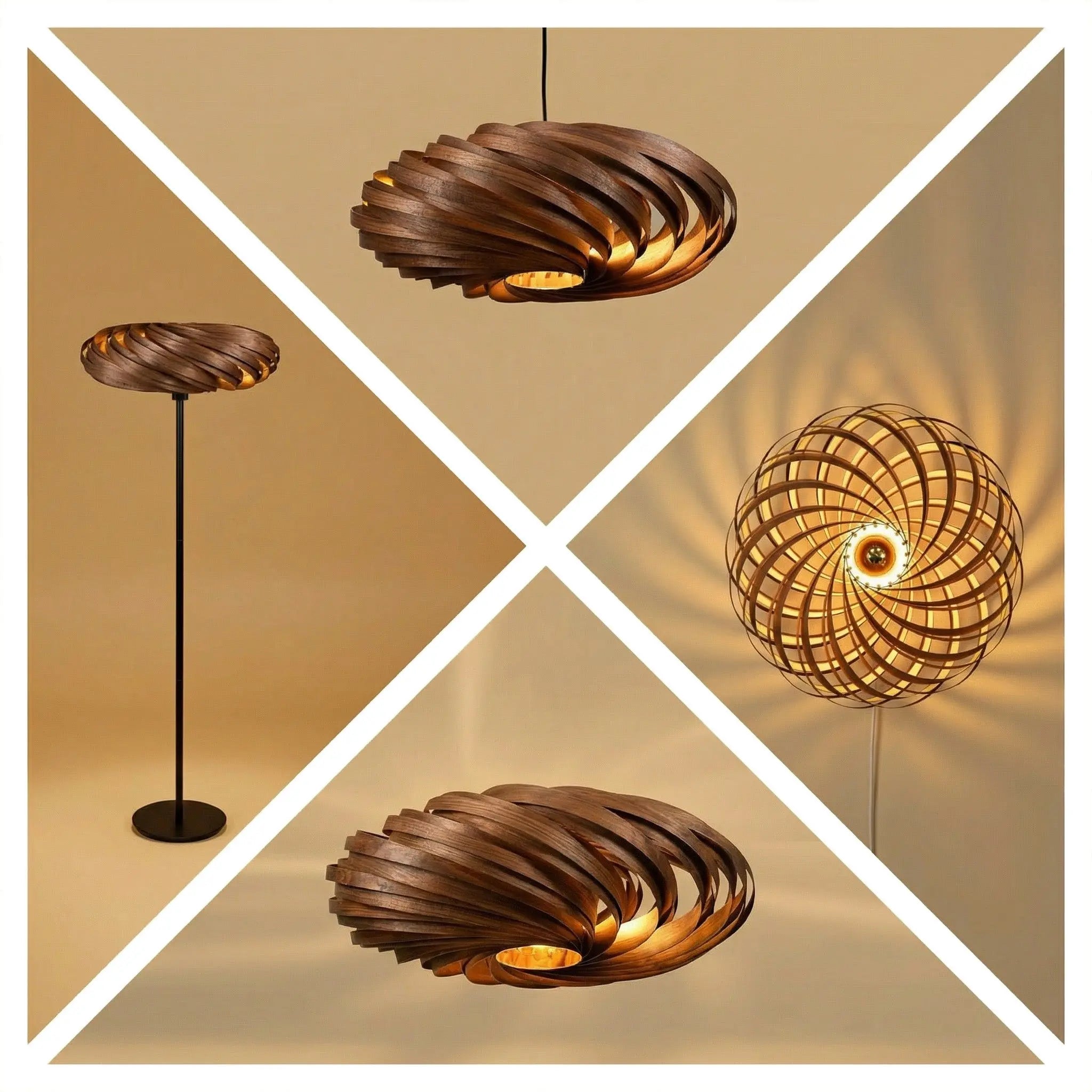 Lampenschirm 'Veneria' aus Nussbaum Gofurnit